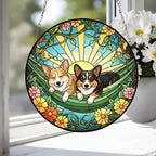 Custom Couple Pembroke Welsh Corgi Glass Suncatcher, Pembroke Welsh Corgi Mom Window Hanging, Wiener Dog Sun Catcher, Pet Lover Gift - image 3