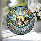 Custom Couple australian shepherd dog  Glass Suncatcher, australian shepherd dog  Mom Window Hanging, Wiener Dog Sun Catcher, Pet Lover Gift - image 3
