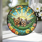 Custom Couple Yorkshire Terrier Glass Suncatcher, Yorkshire Terrier dog Mom Window Hanging, Wiener Dog Sun Catcher, Pet Lover Gift - image 4