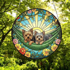 Custom Couple Yorkshire Terrier Glass Suncatcher, Yorkshire Terrier dog Mom Window Hanging, Wiener Dog Sun Catcher, Pet Lover Gift - image 5