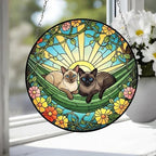 Custom Couple Siamese Glass Suncatcher, Siamese cat Mom Window Hanging, Wiener Cat Sun Catcher, Pet Lover Gift - image 4