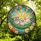 Custom Couple Scottish Fold Glass Suncatcher, Scottish Fold cat Mom Window Hanging, Wiener Cat Sun Catcher, Pet Lover Gift - image 5