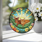 Custom Couple Abyssinian  Glass Suncatcher, Abyssinian  cat Mom Window Hanging, Wiener Cat Sun Catcher, Pet Lover Gift - image 3