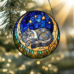 Custom British Shorthair Sleeping Cat Suncatcher, Stained Glass Window Hanging , Moon Starry Night Sun Catcher Gift for Cat Moms - image 2