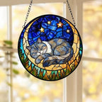 Custom British Shorthair Sleeping Cat Suncatcher, Stained Glass Window Hanging , Moon Starry Night Sun Catcher Gift for Cat Moms - image 5