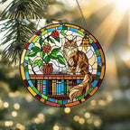 Custom Maine Coon Sun Catcher Cat Sitting On Bookshelf  ,Stained Glass Window Hanging Book Lover Gifts for Women Book Wall Decor Handmade - image 4