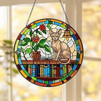 Custom Sphynx Sun Catcher Cat Sitting On Bookshelf  ,Stained Glass Window Hanging Book Lover Gifts for Women Book Wall Decor Handmade - image 5
