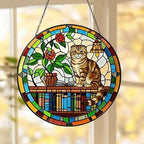 Custom Scottish Fold Sun Catcher Cat Sitting On Bookshelf  ,Stained Glass Window Hanging Book Lover Gifts for Women Book Wall Decor Handmade - image 5