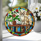 Custom Devon Rex Sun Catcher Cat Sitting On Bookshelf  ,Stained Glass Window Hanging Book Lover Gifts for Women Book Wall Decor Handmade - image 4