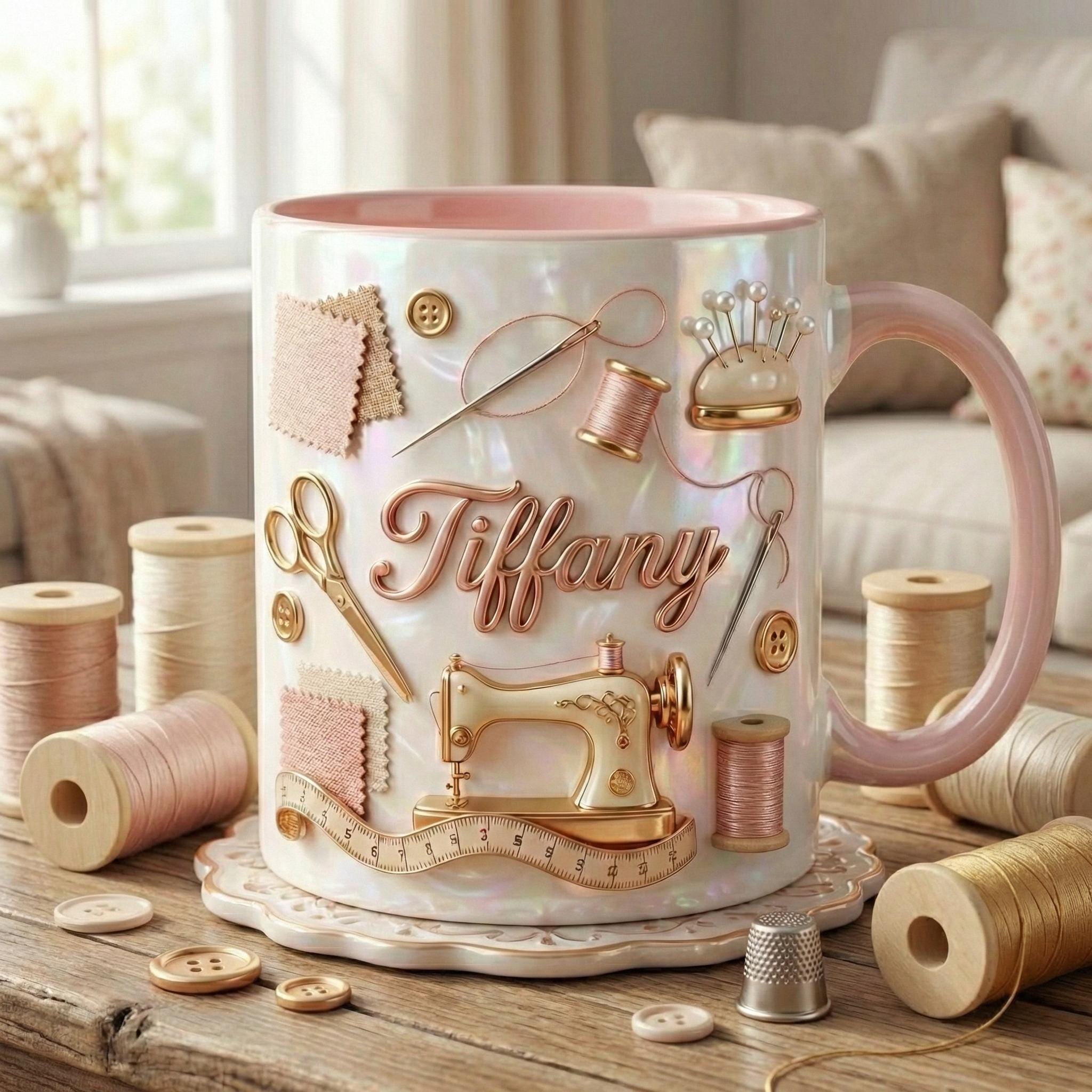 Personalized Sewing Machine Mug, 3D Effect Custom Craft Coffee Mug, Cute Sewing Lover Gift, Handmade Style Mug - image 4