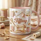 Personalized Sewing Machine Mug, 3D Effect Custom Craft Coffee Mug, Cute Sewing Lover Gift, Handmade Style Mug