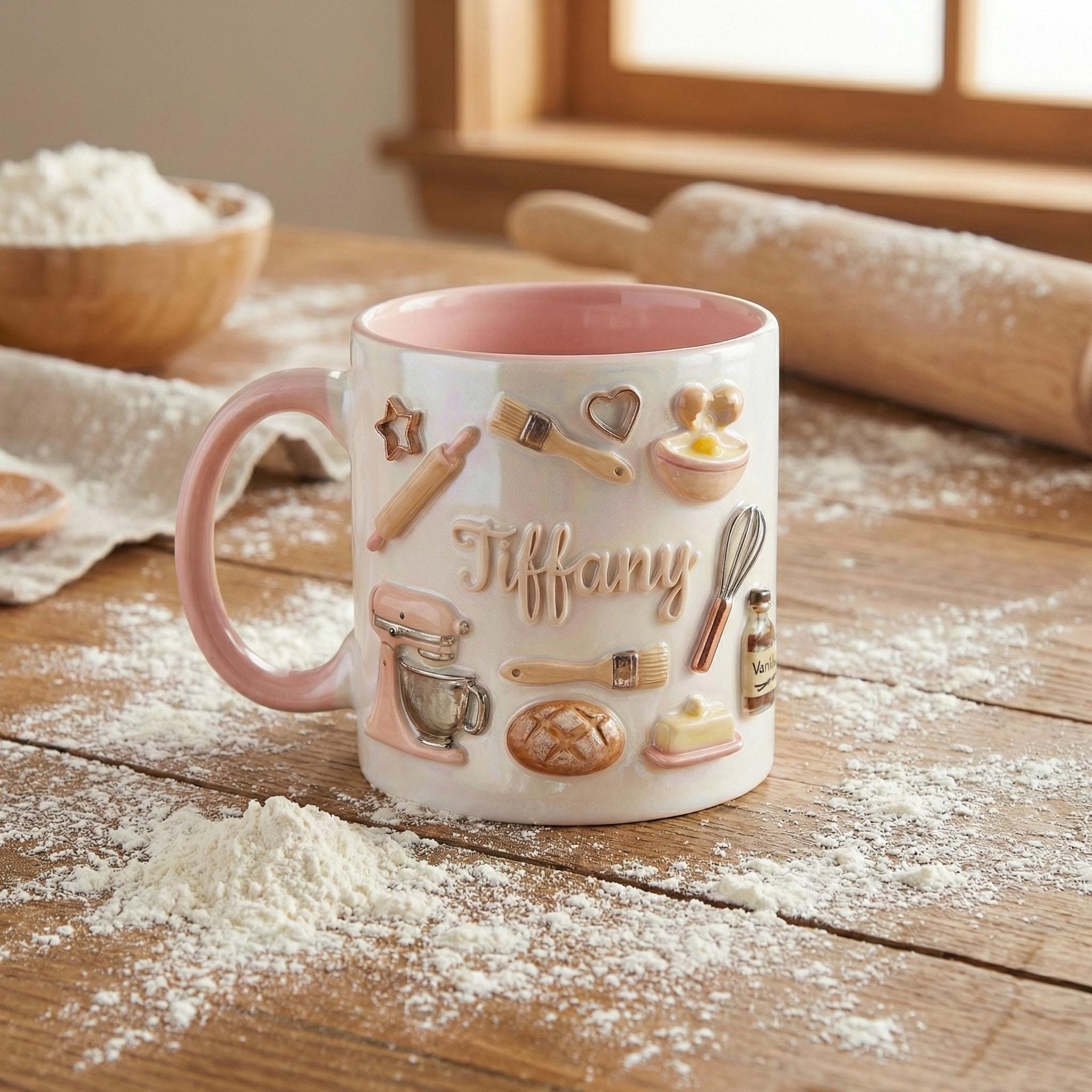 Personalized Baker’s Dream 3D Effect Mug, Custom Baking Lover Mug, Baking Tools Design, Kitchen Baking Gift For Her
