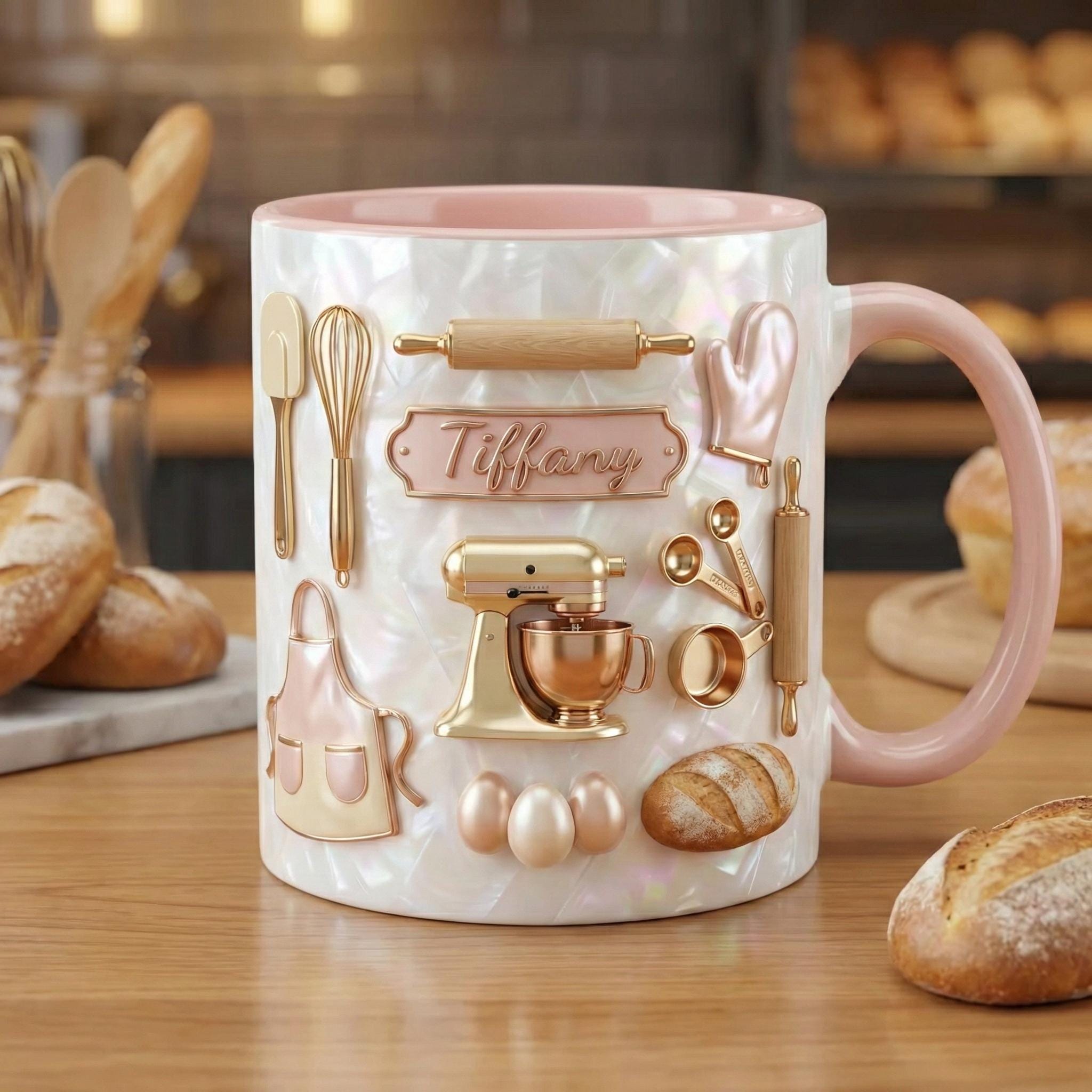 Personalized Baker Mug, Faux 3D Effect Baking Tools Design, Kitchen Gift - image 2