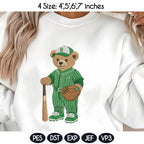 Baseball Bear Embroidery Design, Fashion Bear Embroidery File, Cute Football Teddy, Cozy Game Day Embroidery, Sport Bear Embroidery Design - image 3
