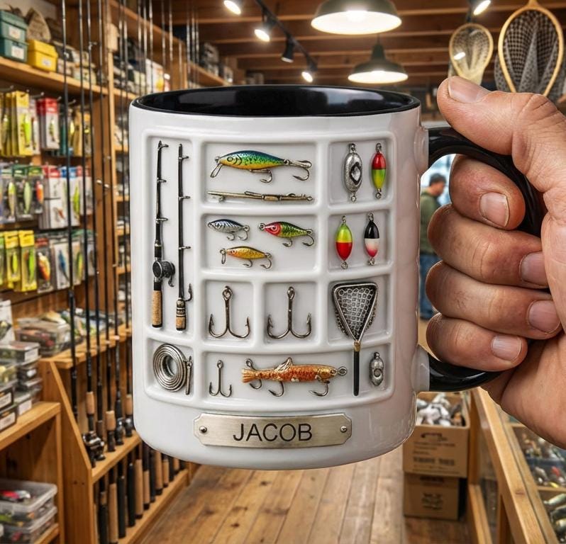 Custom Name Fishing Mug, Personalized Fishing Coffee Cup, Gift for Husband, Boyfriend, Outdoor Hobby Cups - image 3