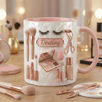 Personalized Makeup Mug, Faux 3D Effect, Beauty Lover Gift
