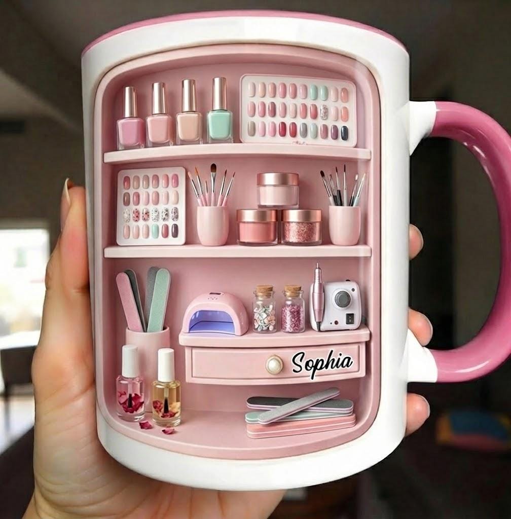 Personalized Nail Tech Mug, Faux 3D Effect, Nail Artist Gift - image 2