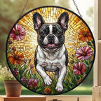 Custom French Bulldog Wildflowers Glass Suncatcher: Dog Mom Window Decor - image 3