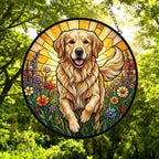 Custom Golden Retriever Wildflowers Glass Suncatcher: Dog Mom Window Decor - image 6