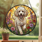 Custom Poodle  Wildflowers Glass Suncatcher: Dog Mom Window Decor - image 3