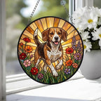 Custom Beagle Wildflowers Glass Suncatcher: Dog Mom Window Decor - image 3