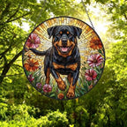 Custom Rottweiler Wildflowers Glass Suncatcher: Dog Mom Window Decor - image 5