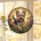Custom Yorkshire Terrier Wildflowers Glass Suncatcher: Dog Mom Window Decor - image 5