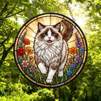 Custom Ragdoll cat   Wildflowers Glass Suncatcher: Cat Mom Window Decor - image 5