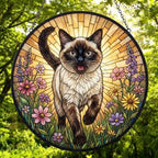 Custom Siamese cat  Wildflowers Glass Suncatcher: Cat Mom Window Decor - image 4