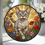 Custom Devon Rex cat  Wildflowers Glass Suncatcher: Cat Mom Window Decor - image 4