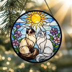 Custom Ragdoll  Cat Couple Stained Glass Suncatcher, Cat Glass Window Hanging Art, Pet Keepsake Glass Sun Catcher,Memorial Gifts - image 2