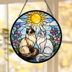 Custom Ragdoll  Cat Couple Stained Glass Suncatcher, Cat Glass Window Hanging Art, Pet Keepsake Glass Sun Catcher,Memorial Gifts