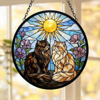 Custom Persian cat  Couple Stained Glass Suncatcher, Cat Glass Window Hanging Art, Pet Keepsake Glass Sun Catcher, Gifts for Cat Lover
