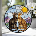 Custom Bengal cat  Couple Stained Glass Suncatcher, Cat Glass Window Hanging Art, Pet Keepsake Glass Sun Catcher, Memorial Gifts - image 4