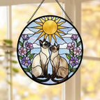 Custom Siamese cat  Couple Stained Glass Suncatcher, Cat Glass Window Hanging Art, Pet Keepsake Glass Sun Catcher,Memorial Gifts - image 5