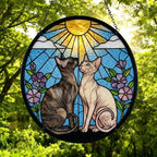 Custom Sphynx cat  Couple Stained Glass Suncatcher, Cat Glass Window Hanging Art, Pet Keepsake Glass Sun Catcher,Memorial Gifts - image 4