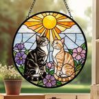 Custom American ShorthairCouple Stained Glass Suncatcher, Cat Glass Window Hanging Art, Pet Keepsake Glass Sun Catcher,Memorial Gifts - image 3