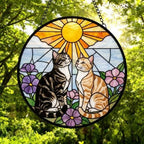 Custom American ShorthairCouple Stained Glass Suncatcher, Cat Glass Window Hanging Art, Pet Keepsake Glass Sun Catcher,Memorial Gifts - image 5
