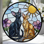 Custom Oriental Shorthair Couple Stained Glass Suncatcher,Cat Glass Window Hanging Art, Pet Keepsake Glass Sun Catcher,Memorial Gifts - image 4