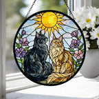 Custom Norwegian Forest Couple Stained Glass Suncatcher,Cat Glass Window Hanging Art, Pet Keepsake Glass Sun Catcher,Memorial Gifts - image 3