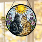 Custom Norwegian Forest Couple Stained Glass Suncatcher,Cat Glass Window Hanging Art, Pet Keepsake Glass Sun Catcher,Memorial Gifts - image 5