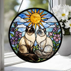 Custom Birman Cat Couple Stained Glass Suncatcher, Cat Glass Window Hanging Art, Pet Keepsake Glass Sun Catcher,Memorial Gifts for Cat Lover - image 4