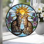 Custom Egyptian Mau cat  Couple Stained Glass Suncatcher, Cat Glass Window Hanging Art, Pet Keepsake Glass Sun Catcher,Memorial Gifts for - image 3
