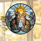 Custom Egyptian Mau cat  Couple Stained Glass Suncatcher, Cat Glass Window Hanging Art, Pet Keepsake Glass Sun Catcher,Memorial Gifts for - image 5