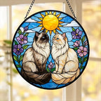 Custom Himalayan Cat Couple Stained Glass Suncatcher, Cat Glass Window Hanging Art, Pet Keepsake Glass Sun Catcher,Memorial Gifts