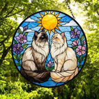 Custom Himalayan Cat Couple Stained Glass Suncatcher, Cat Glass Window Hanging Art, Pet Keepsake Glass Sun Catcher,Memorial Gifts - image 5