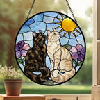 Custom American Curl cat Couple Stained Glass Suncatcher, Cat Glass Window Hanging Art, Pet Keepsake Glass Sun Catcher,Memorial Gifts - image 3