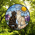 Custom American Curl cat Couple Stained Glass Suncatcher, Cat Glass Window Hanging Art, Pet Keepsake Glass Sun Catcher,Memorial Gifts - image 5