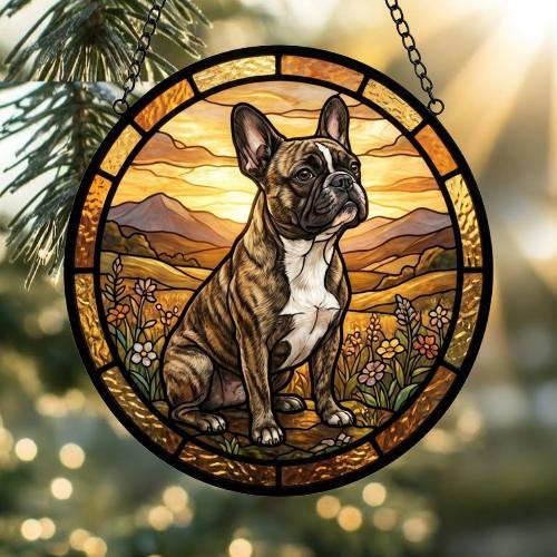 Custom French Bulldog Stained Glass Suncatcher,  Pet Lover Gift, Housewarming Gift, Window Hangings - image 2