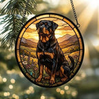 Custom Rottweiler dog Stained Glass Suncatcher,  Pet Lover Gift, Housewarming Gift, Window Hangings - image 2